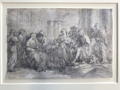 Lot 42 - Attributed to Benjamin West (1738-1820). Betrothal Scene, black chalk, circa 1799
