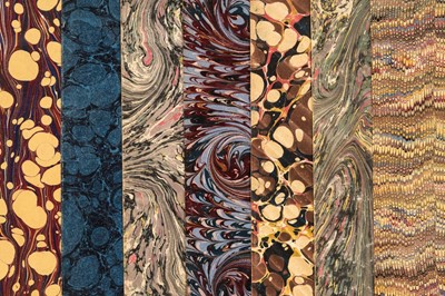 Lot 337 - Marbled Paper. An assortment of salvaged marbled endpapers, 18th & 19th century