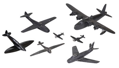 Lot 272 - Air Recognition. WWII black bakelite model of a Spitfire and other models