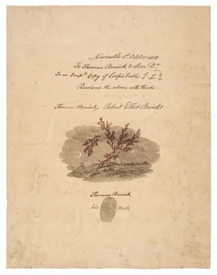 Lot 100 - Bewick (Thomas, 1753-1828). Signed thumbprint receipt, 'Thomas Bewick'