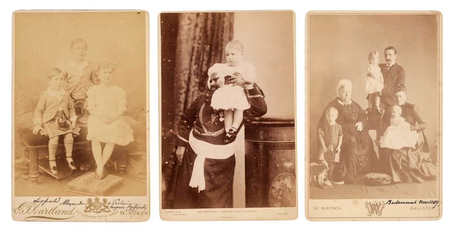 Lot 285 - Victoria (1819-1901). A group of 7 cabinet cards and 1 photograph annotated in Queen Victoria's hand