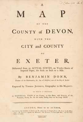 Lot 84 - Devon. Donn (Benjamin), A Map of the County of Devon..., 1765