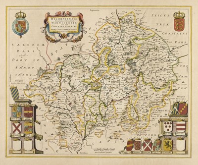 Lot 148 - Worcestershire & Warwickshire. Blaeu (Johannes), Wigoriensis comitatus et comitatus..., circa 1645