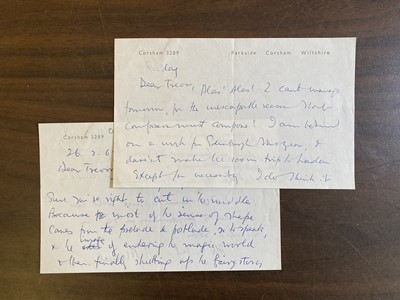 Lot 154 - Tippett (Michael, 1905-1998). Two Autograph Letters Signed, 'Michael', Corsham, Wiltshire