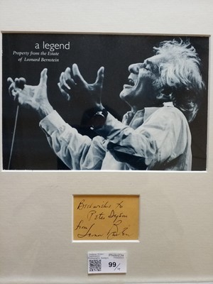 Lot 99 - Bernstein (Leonard, 1918-1990). A group of 4 signed items