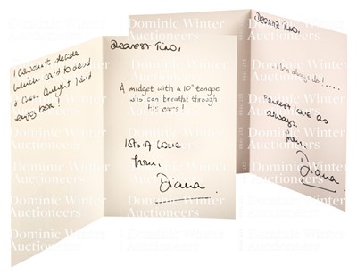 Lot 296 - Diana (1961-1997). Princess of Wales, 1981-1996. A pair of signed adult humour greetings cards
