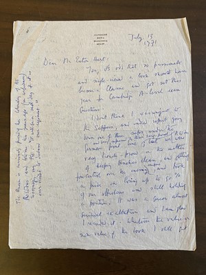 Lot 127 - Graves (Robert, 1895-1985). An autograph letter to Harold Eaton Hart, 1971