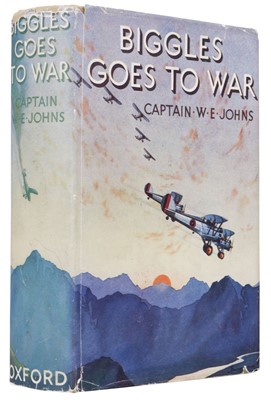 Lot 631 - Johns (W.E). Biggles Goes To War, 1st edition, London: Oxford University Press, 1938