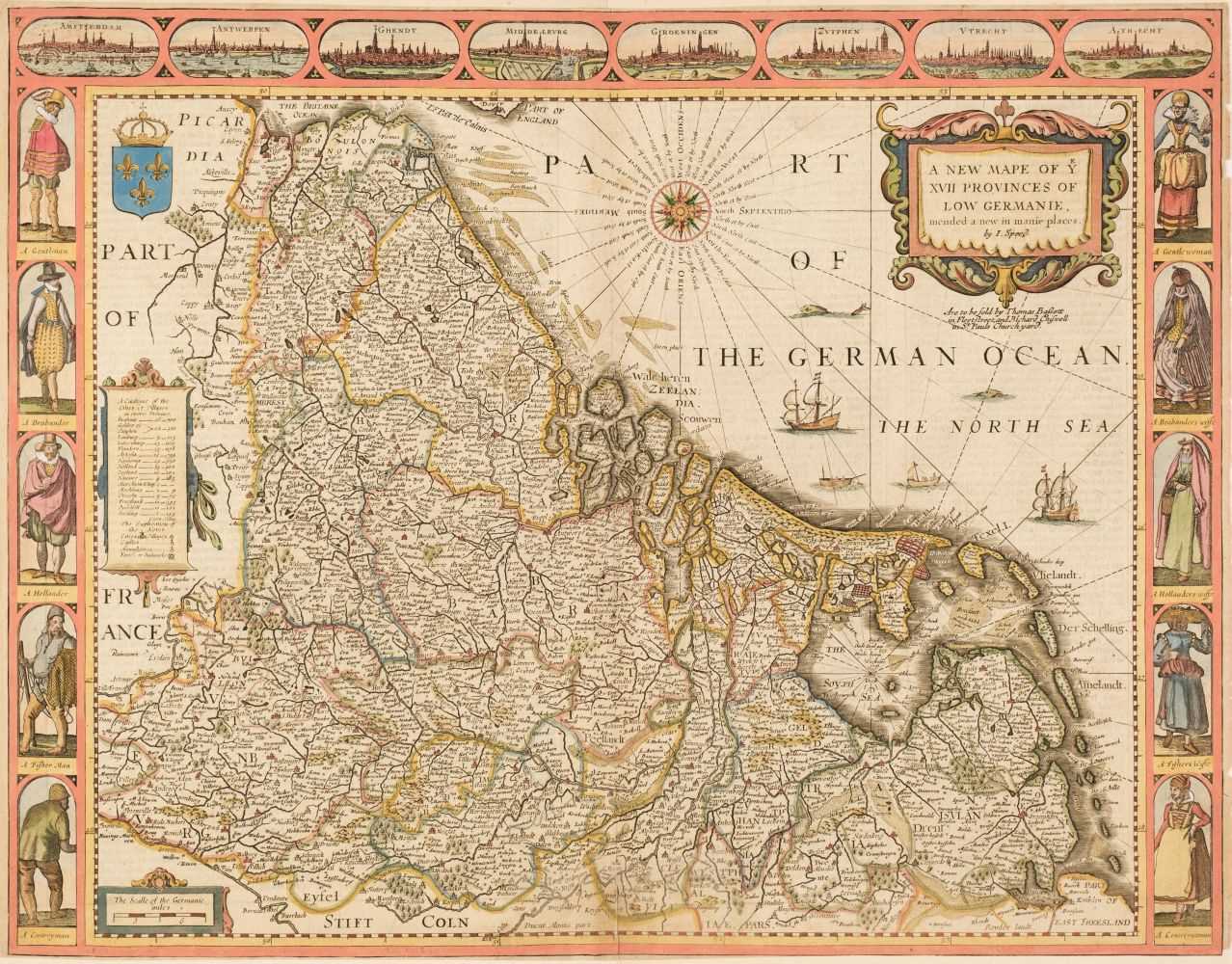 Lot 117 - Low Countries. Speed (John), A New Mape of ye XVII Provinces of Low Germanie..., 1676