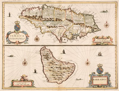 Lot 109 - Jamaica. Speed (John), A Map of Jamaica [on sheet with] Barbados, 1676