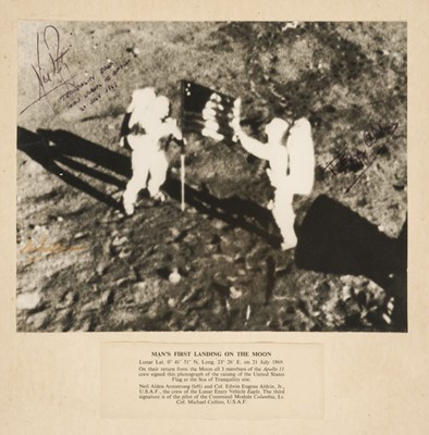 Lot 151 - Space Exploration: Apollo 11. Man’s First Landing on the Moon Photograph Signed, 20 July 1969