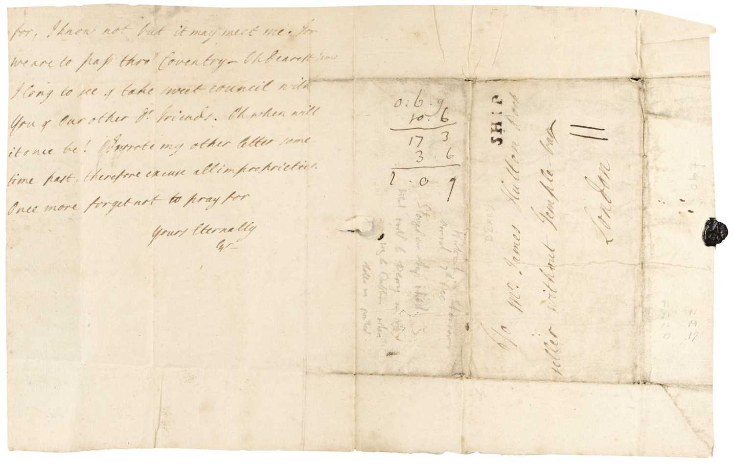 Lot 160 - Whitefield (George, 1714-1770). Autograph Letter Signed with initials, Ireland, 16 November 1738