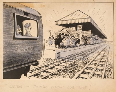 Lot 170 - Jackson (Raymond, 'JAK', 1927-1997). A group of 4 original 'proof' cartoons for the Evening Standard