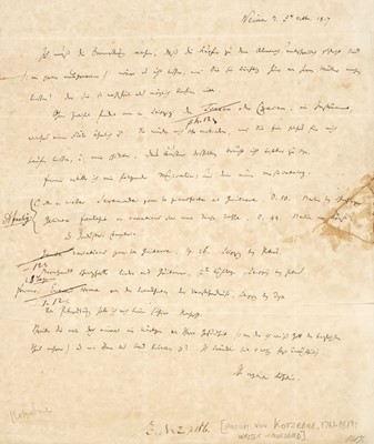 Lot 132 - Kotzebue (August Friedrich Ferdinand von, 1761-1819). Autograph Letter Signed, 'Kotzebue'