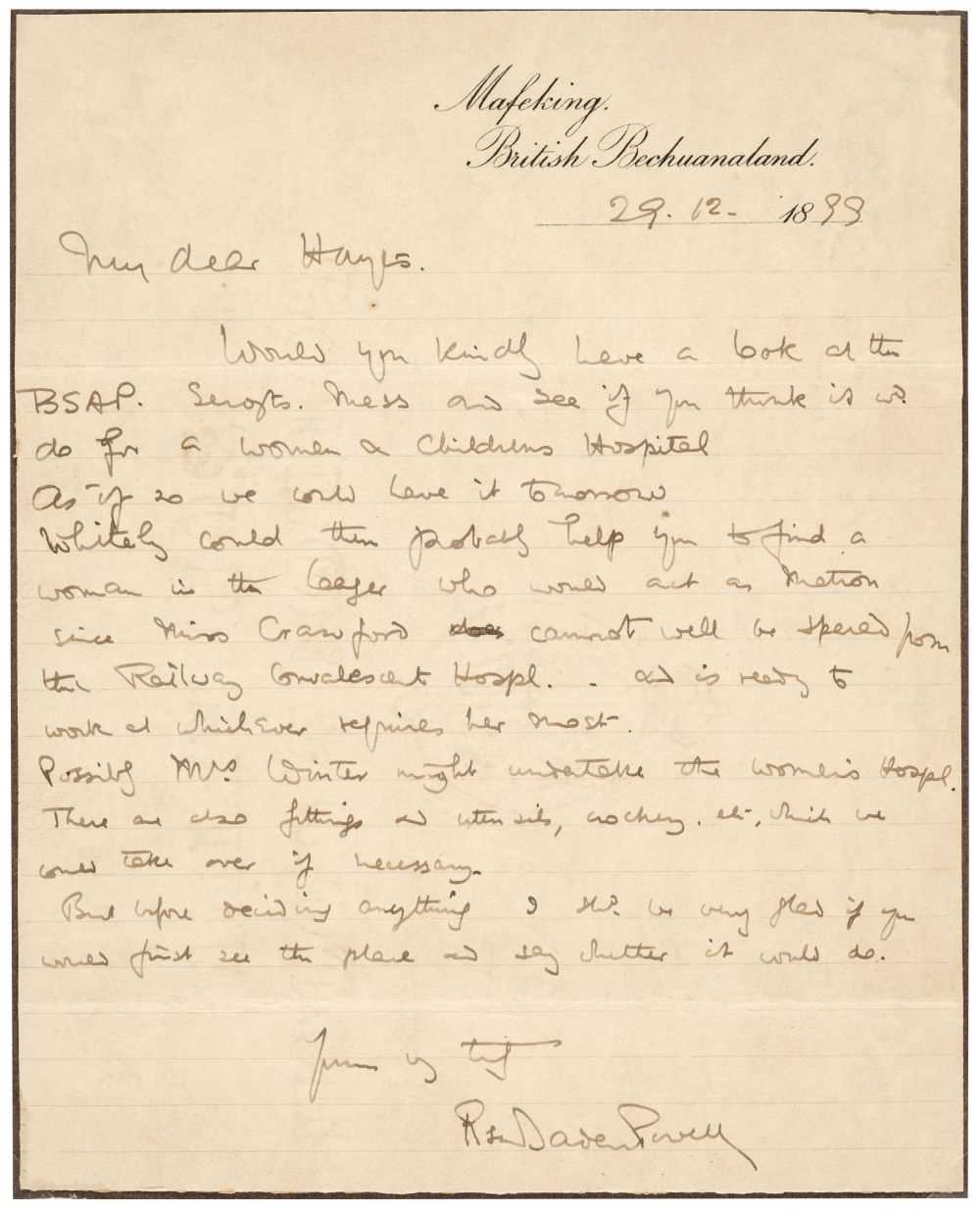 Lot 96 - Baden-Powell (Robert, 1857-1941). A group of 5 Autograph Letters and 1 Typed Letter Signed