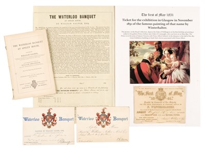 Lot 191 - Wellington (Duke of). Two invitation tickets to view The Waterloo Banquet..., c. 1836