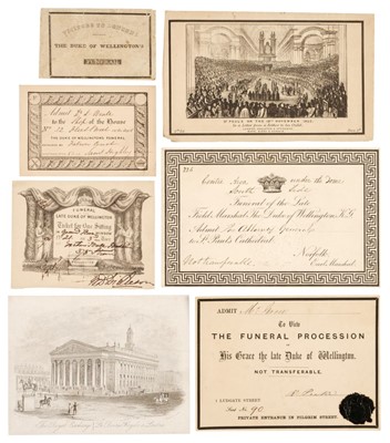 Lot 190 - Wellington (Duke of). Twelve original tickets to the Funeral Procession and related ephemera, 1853