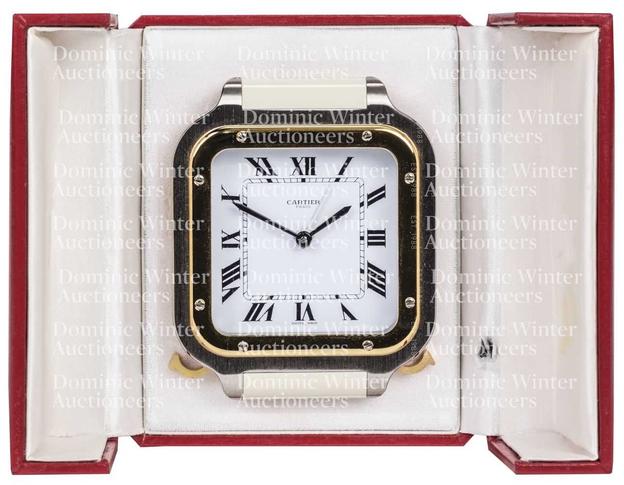 Lot 300 - King Juan Carlos I (1938-). A Cartier Santos quartz alarm clock