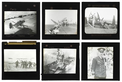 Lot 57 - Magic Lantern Slides. 100 photographic magic lantern slides of WW2 naval scenes, circa 1940