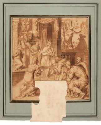 Lot 16 - Guerra (Giovanni, circa 1540-1618). Scenes from the life of the Pope, pen and brown ink