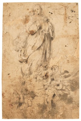 Lot 93 - Follower of Bartolomé Murillo (1617-1682). The Immaculate Conception, pen and ink, wash