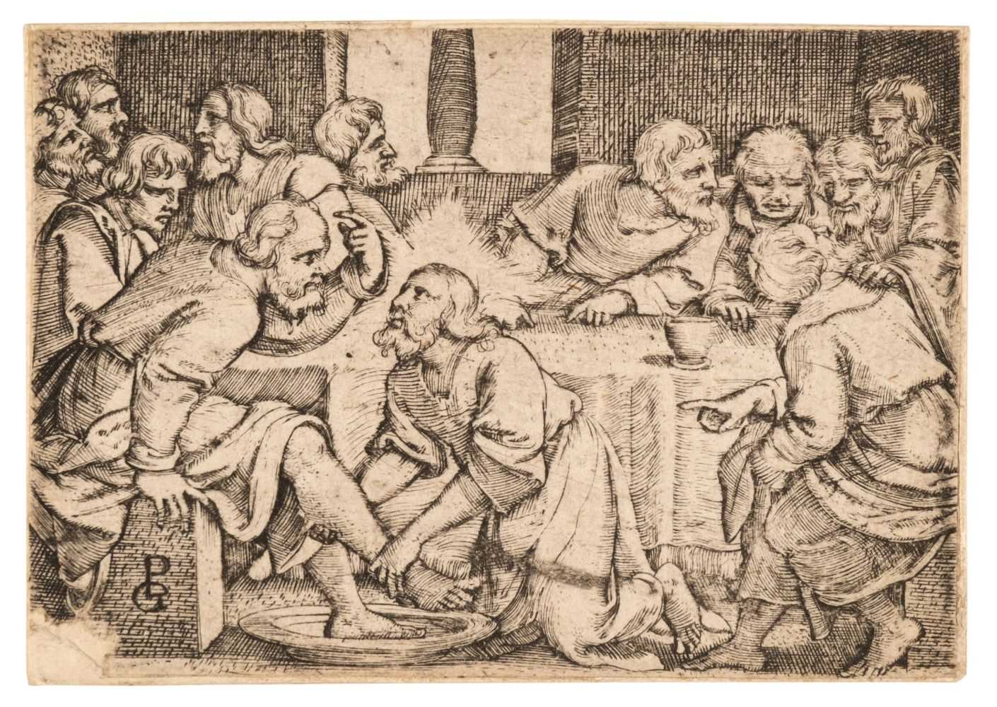 Lot 2 - Pencz (G., c. 1500-1550). Christ washing the Disciples’ Feet, 1534, engraving, and 9 others