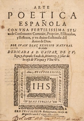 Lot 202 - Rengifo (Juan Diaz). Arte Poetica Espanola, 1st edition, 1592