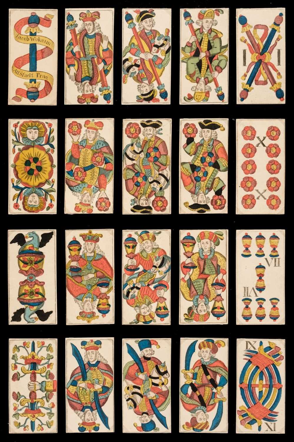 Lot 467 - Bohemian small Trappola cards. Prague type II pattern, Prague: Jacob Wokaun, circa 1830