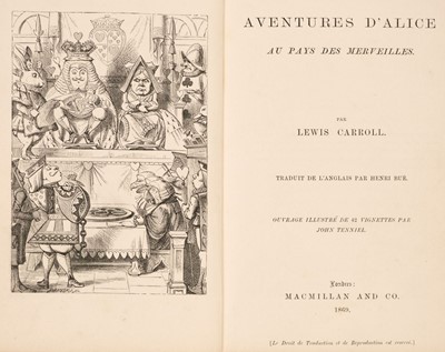 Lot 443 - Dodgson (Charles Lutwidge, 'Lewis Carroll'). Aventures D'Alice Au Pays Des Merveilles, 1st edition in French, 1869
