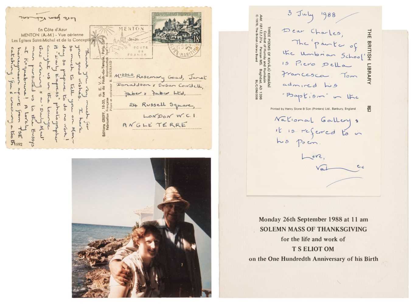 Lot 900 - Eliot (Valerie, née Fletcher, 1926-2012). Autograph Postcard Signed, 'Valerie'