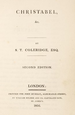 Lot 239 - Coleridge (Samuel Taylor). Christabel &c., 2nd edition, 1816
