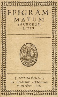 Lot 210 - [Crashaw, Richard]. Epigrammatum Sacrorum Liber, 1634