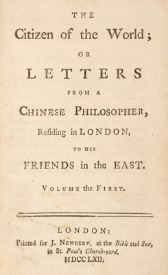 Lot 141 - Goldsmith (Oliver). The Citizen of the World; or Letters from a Chinese Philosopher..., 1762