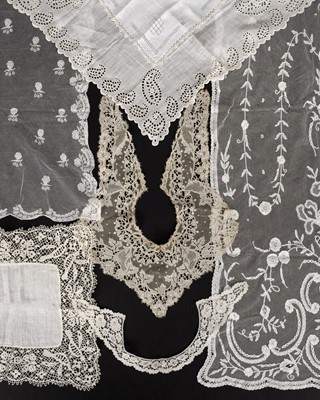 Lot 657 - Lace. A collection of lace and other items, 19th-20th century