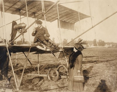 Lot 35 - Pioneer Aviation. Louis Paulhan flying over Brooklands, 29 October 1909