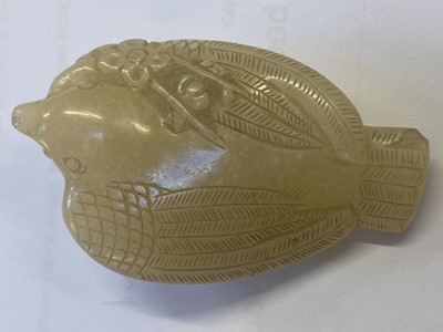 Lot 485 - Jade. A Chinese jade pebble, carved as a bird plus a chilong