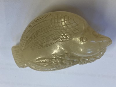 Lot 485 - Jade. A Chinese jade pebble, carved as a bird plus a chilong