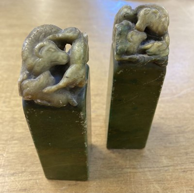 Lot 494 - Seals. A pair of early 20th century soapstone wax seals