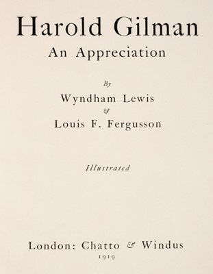 Lot 225 - Lewis (Wyndham, & Fergusson, Louis F.). Harold Gilman, An Appreciation, 1919