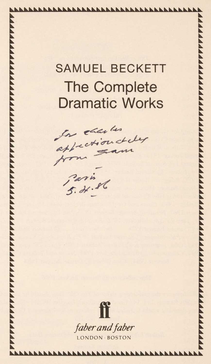 Lot 891 - Beckett (Samuel).The Complete Dramatic Works,