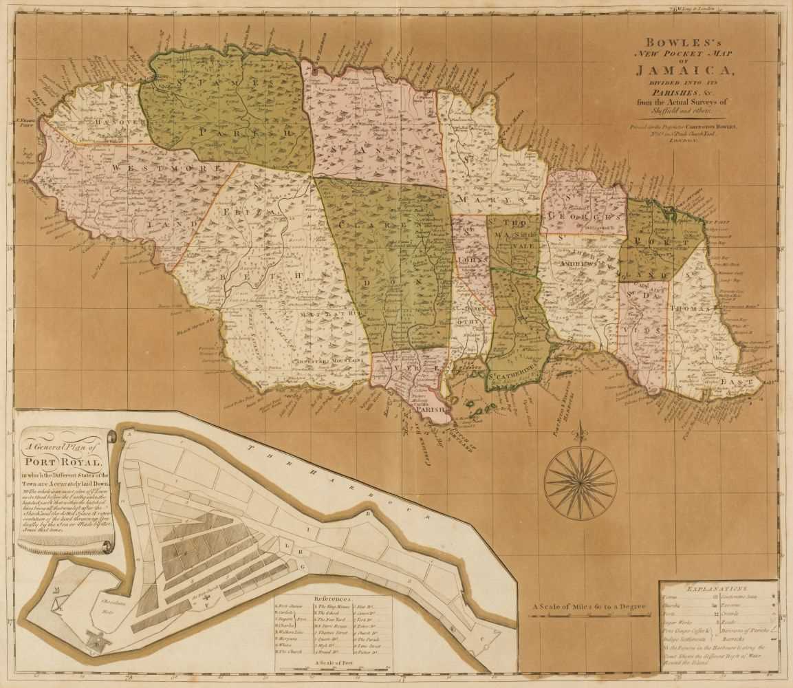 Lot 112 - Jamaica. Bowles's New Pocket Map of Jamaica, Divided into its Parishes...,  circa 1770