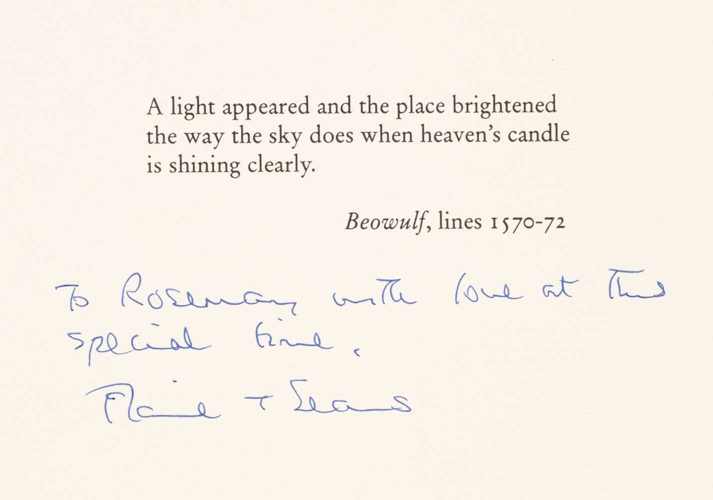 Lot 925 - Heaney (Seamus, 1939-2013). Christmas card, privately published for the author by Peter Fallon