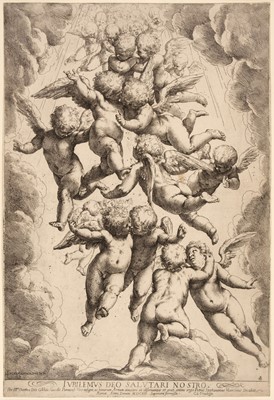 Lot 7 - Reni (Guido, 1575-1642). A Glory of Angels, c. 1607, etching