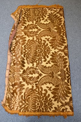 Lot 637 - Curtains. A pair of wool on linen curtains, early 20th century, & other curtains/pelmets
