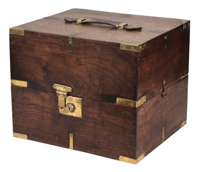 Lot 439 - Campaign Box. A Victorian brass bound mahogany box