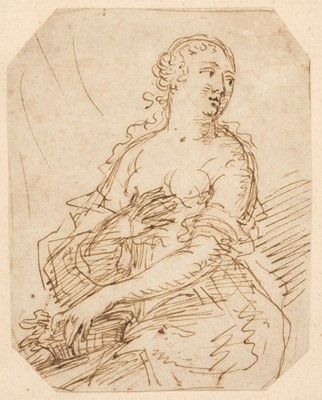 Lot 87 - Circle of  Sir Peter Lely (1618-1680). Flora, c. 1660, pen and brown ink
