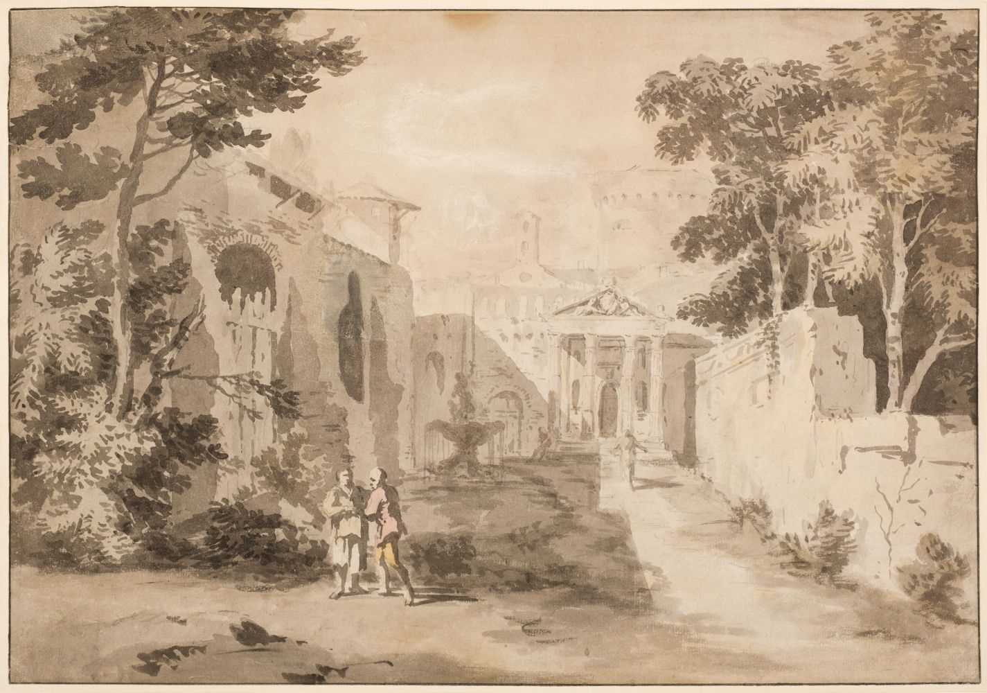 Lot 22 - French School. Capriccio view of Rome, circa