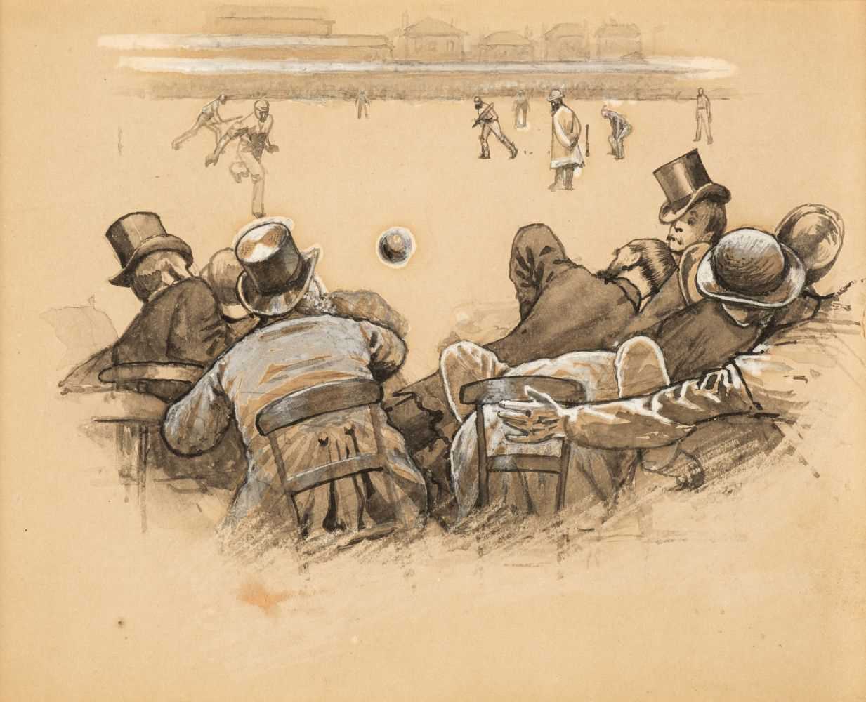 Lot 187 - Davis (Lucien, 1860 - 1941). Two original drawings of scenes of cricket, circa 1910