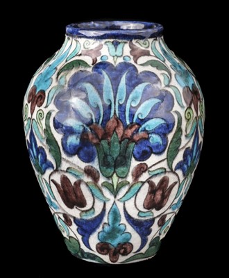 Lot 418 - De Morgan (William, 1839-1917). An early Fulham period ovoid Persian influence pottery vase