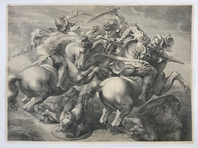Lot 15 - Edelinck (Gérard, 1640-1707), Battle of Anghiari, engraving, 1657-1666